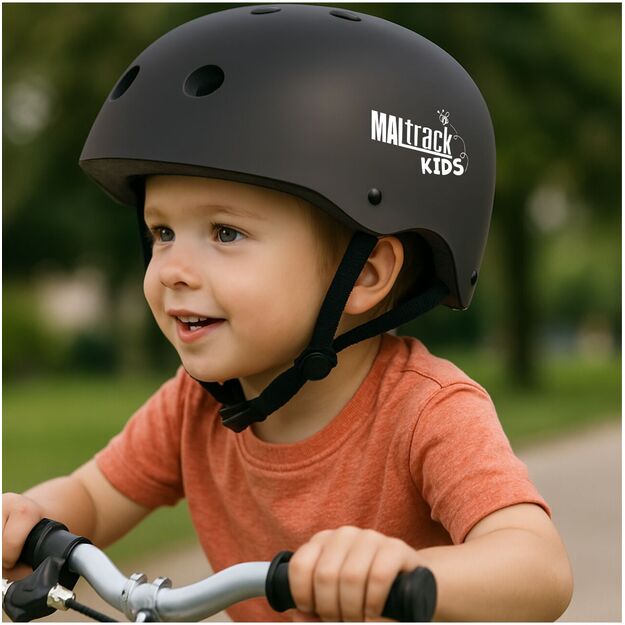 Vaikiškas dviračio šalmas, reguliuojamas, 48–54 cm, juodas 2