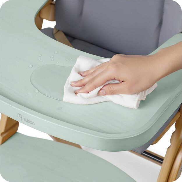 NUKIDO Medinė sulankstoma maitinimo kėdutė su reguliuojamais dirželiais 3