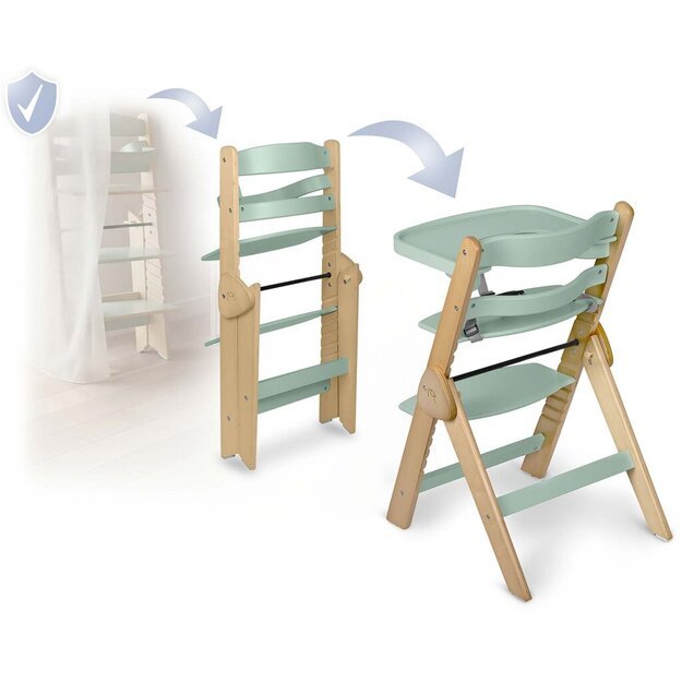 NUKIDO Medinė sulankstoma maitinimo kėdutė su reguliuojamais dirželiais 6