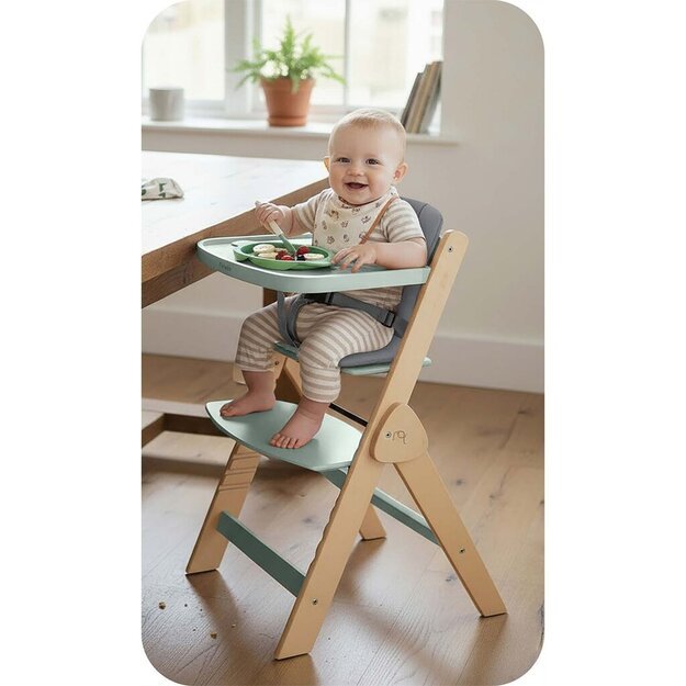 NUKIDO Medinė sulankstoma maitinimo kėdutė su reguliuojamais dirželiais 9