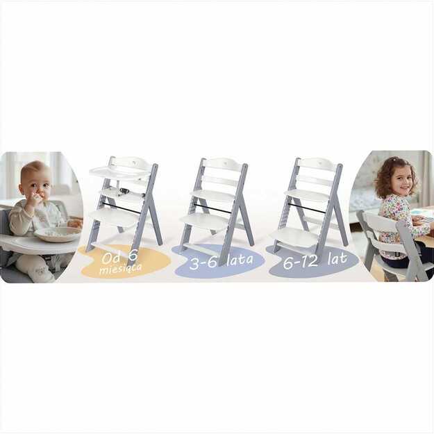 NUKIDO Nelo Medinė sulankstoma maitinimo kėdutė su reguliuojamais dirželiais 6