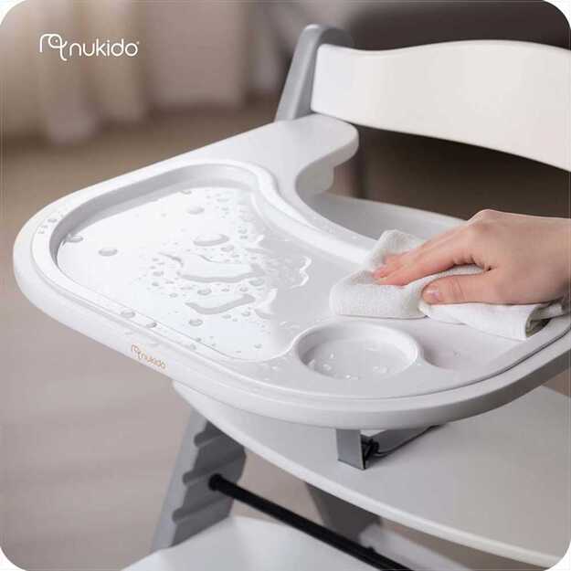 NUKIDO Nelo Medinė sulankstoma maitinimo kėdutė su reguliuojamais dirželiais 12