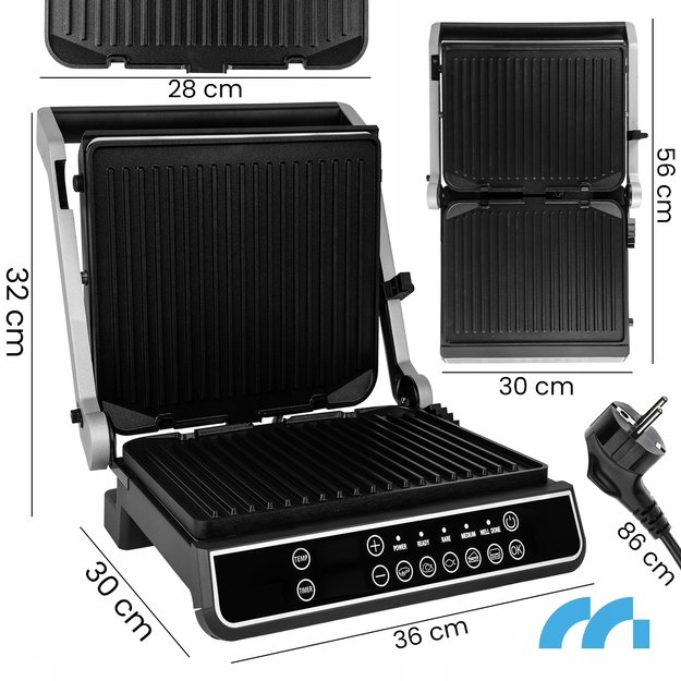 Didelis sumuštinių kepimo grilis, elektrinis sulankstomas skrudintuvas, „Panini“, 2500 W 2