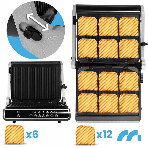 Didelis sumuštinių kepimo grilis, elektrinis sulankstomas skrudintuvas, „Panini“, 2500 W 3