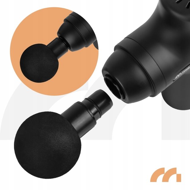 Masažo pistoletas nugarai, kūnui, pėdoms, masažinio pistoleto dėklas, 6 antgaliai, MalTec 1