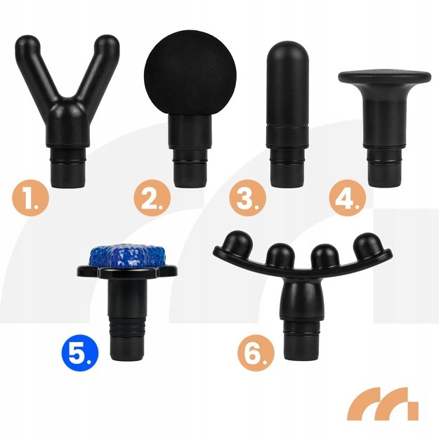 Masažo pistoletas nugarai, kūnui, pėdoms, masažinio pistoleto dėklas, 6 antgaliai, MalTec 5