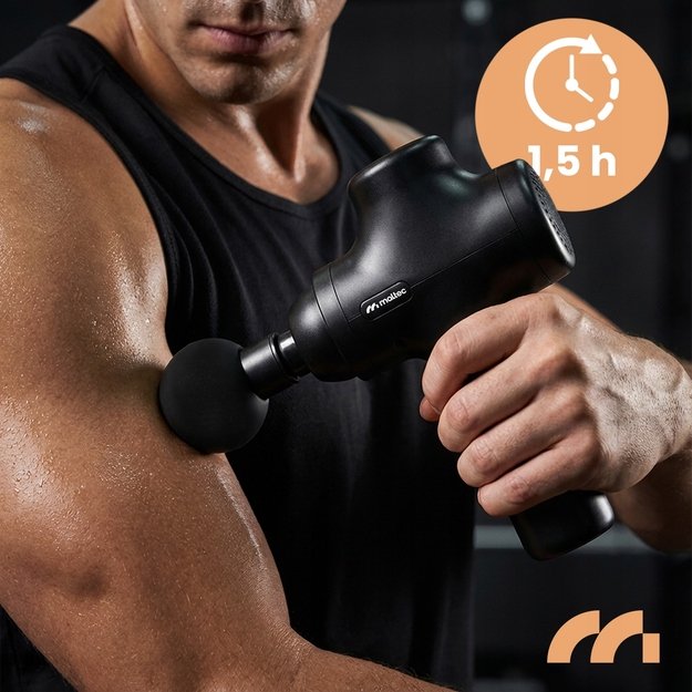 Masažo pistoletas nugarai, kūnui, pėdoms, masažinio pistoleto dėklas, 6 antgaliai, MalTec 3