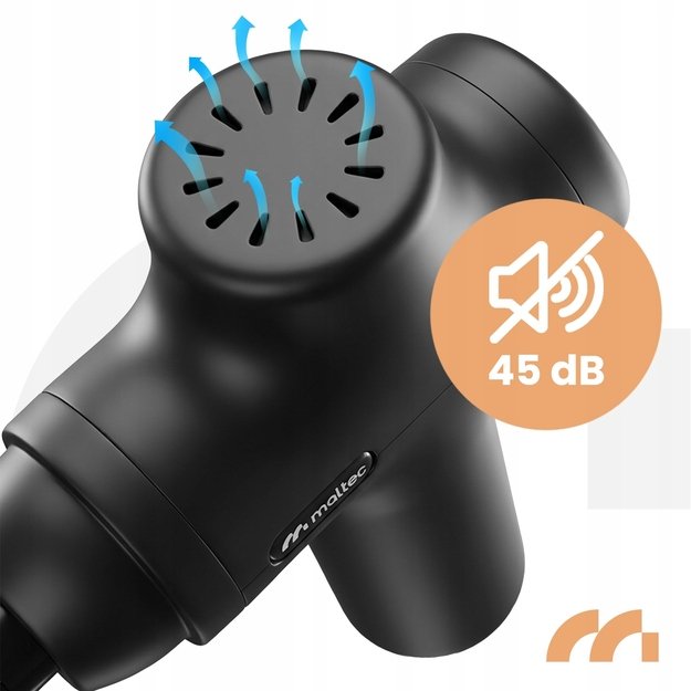 Masažo pistoletas nugarai, kūnui, pėdoms, masažinio pistoleto dėklas, 6 antgaliai, MalTec 7