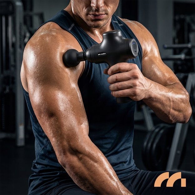 Masažo pistoletas nugarai, kūnui, pėdoms, masažinio pistoleto dėklas, 6 antgaliai, MalTec 8