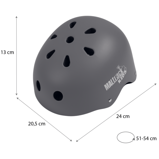 Vaikiškas dviratininko šalmas, reguliuojamas, 48–54 cm, pilkas 2