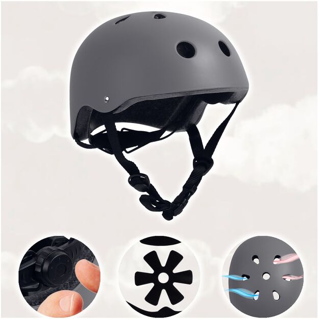 Vaikiškas dviratininko šalmas, reguliuojamas, 48–54 cm, pilkas 11