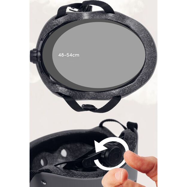 Vaikiškas dviratininko šalmas, reguliuojamas, 48–54 cm, pilkas 12