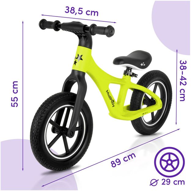 Balansinis dviratis vaikams nuo 2 metų, 12 colių, PU ratai, lengvi, 3,4 kg, „Nylu Lemon“ 10