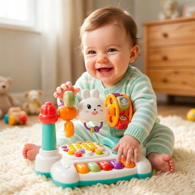 Lavinamasis žaislas barškantis telefonas kūdikiams Triušiukas 9