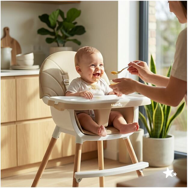 Sulankstoma vaikiška maitinimo kėdutė su reguliuojamu padėklu ir saugos diržu 3in1 BITEO 11