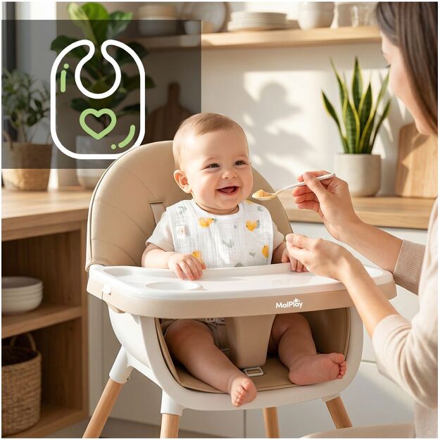 Sulankstoma vaikiška maitinimo kėdutė su reguliuojamu padėklu ir saugos diržu 3in1 BITEO 10