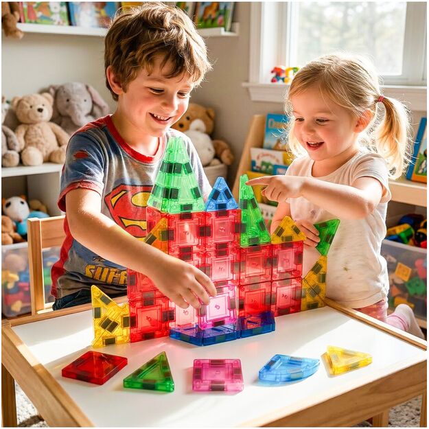 Magnetinis konstruktorius 3,75 cm mini blokeliais, 76 vnt. 2