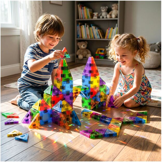 Magnetinis konstruktorius 3,75 cm mini blokeliais, 76 vnt. 6