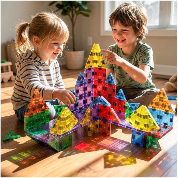 Magnetinis konstruktorius 3,75 cm mini blokeliais, 76 vnt. 10