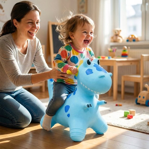 Pripučiamas guminis šokliukas Dinozauras su pompa, 48 cm 4