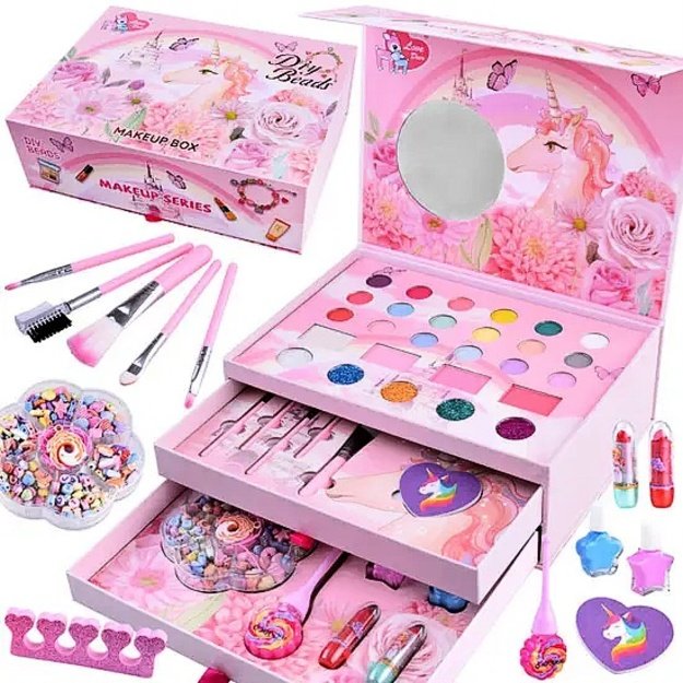 Vaikiškas grožio rinkinys makiažui ir apyrankių gamybai