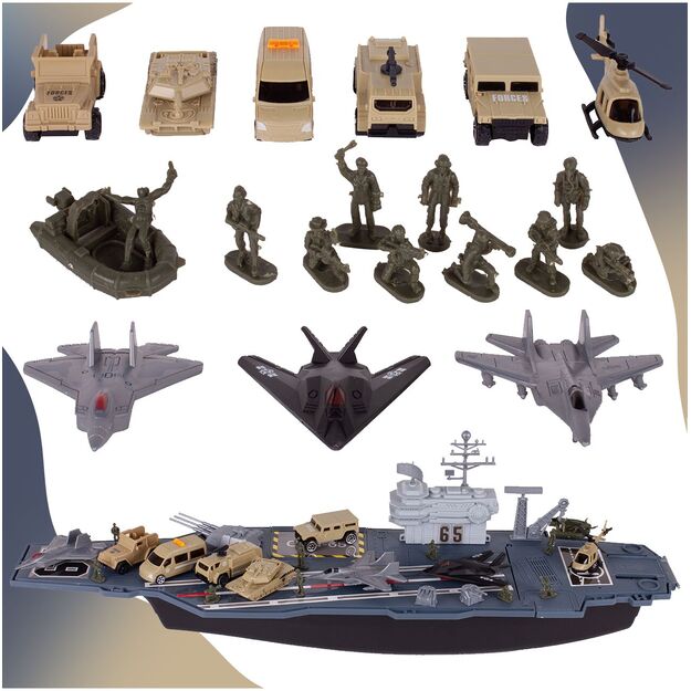 Žaislinis didelis karinis laivas su lėktuvais ir automobiliais  8