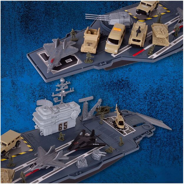 Žaislinis didelis karinis laivas su lėktuvais ir automobiliais  9