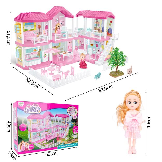 Didelis lėlių namelis su LED apšvietimu 3in 1, 71 cm 2