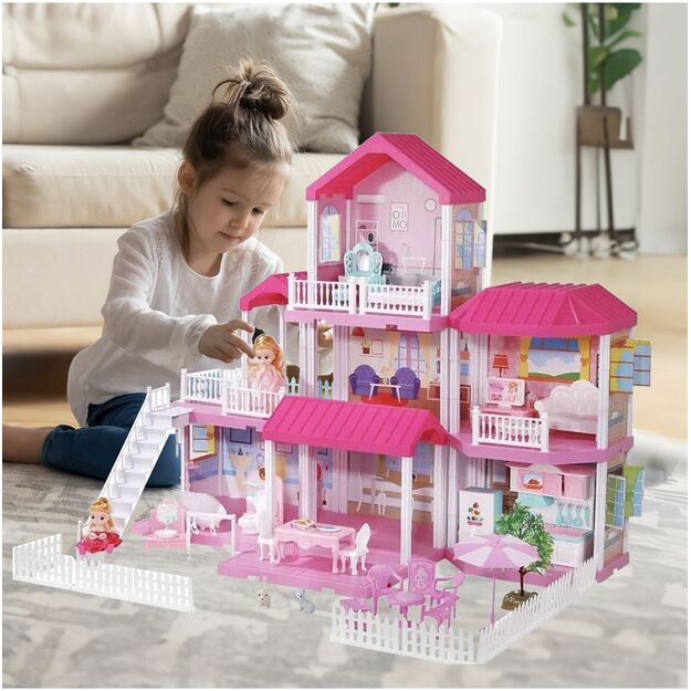 Didelis lėlių namelis su LED apšvietimu 3in 1, 71 cm 1