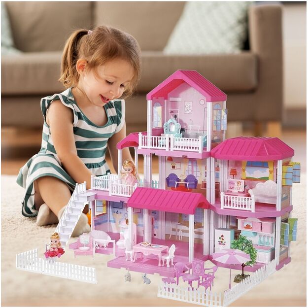 Didelis lėlių namelis su LED apšvietimu 3in 1, 71 cm 5