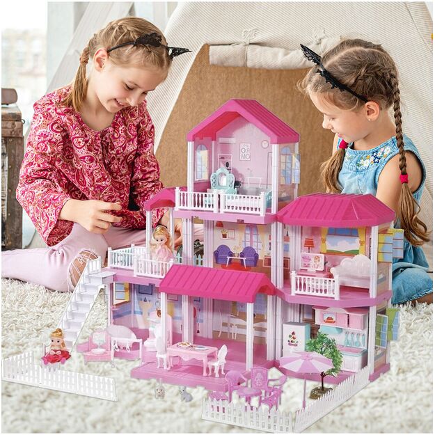 Didelis lėlių namelis su LED apšvietimu 3in 1, 71 cm 4
