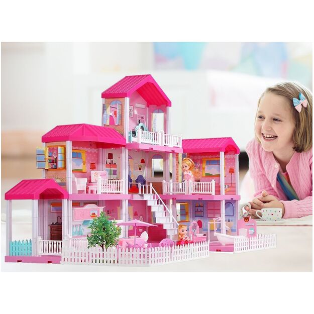 Didelis lėlių namelis su LED apšvietimu 3in 1, 71 cm 3