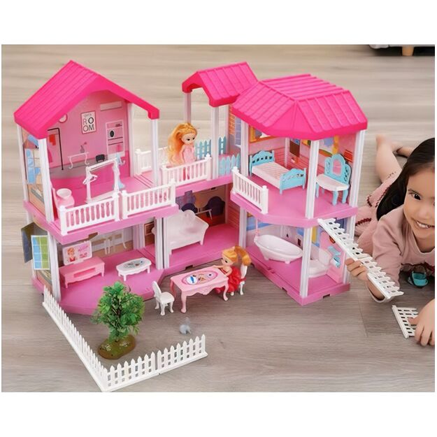 Didelis lėlių namelis su LED apšvietimu 3in 1, 71 cm 8