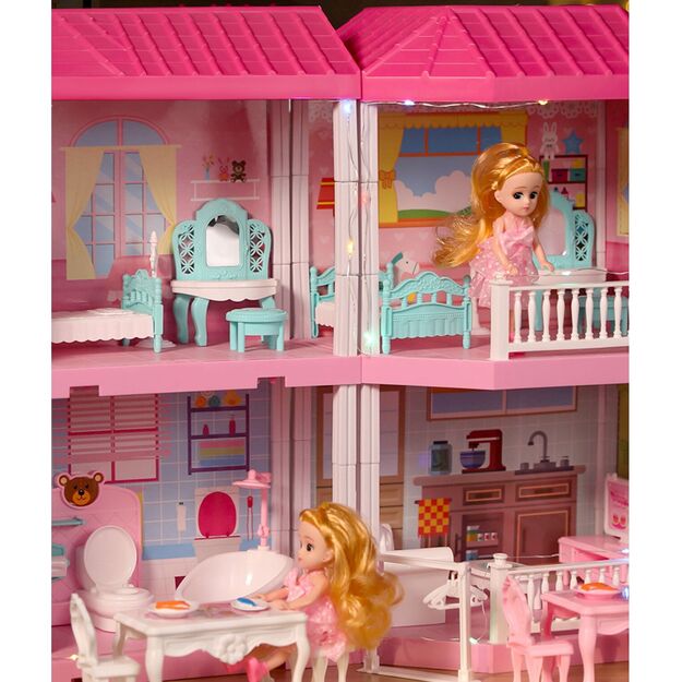 Didelis lėlių namelis su LED apšvietimu 3in 1, 71 cm 9