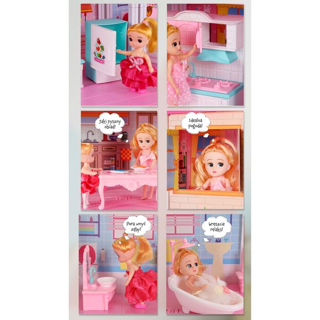 Didelis lėlių namelis su LED apšvietimu 3in 1, 71 cm 10