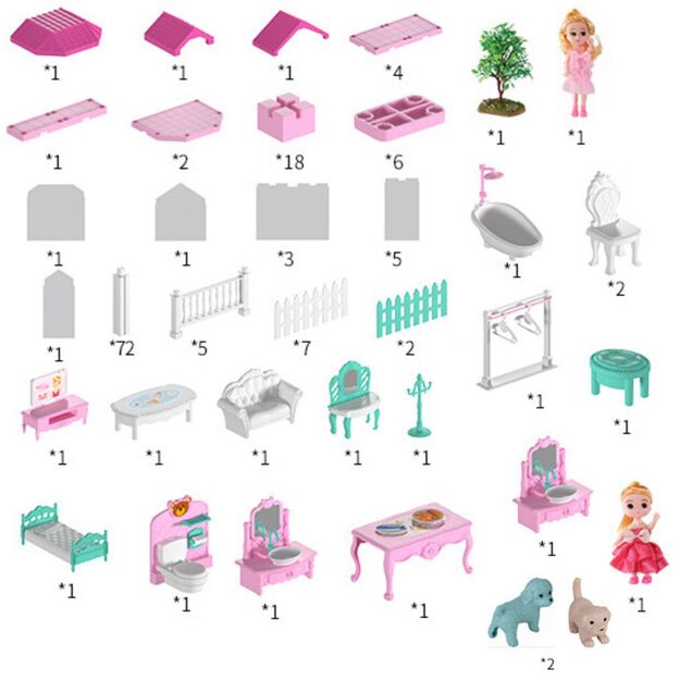 Didelis lėlių namelis su LED apšvietimu 3in 1, 71 cm 14