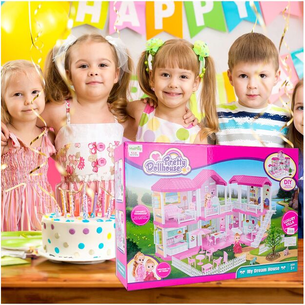 Didelis lėlių namelis su LED apšvietimu 3in 1, 71 cm 13