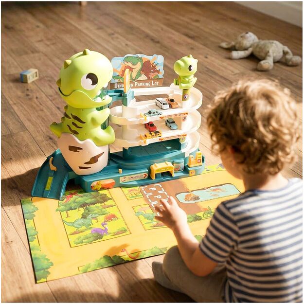 Žaislinė automobilių stovėjimo aikštelė Dinozauras, 6 automobiliai 7