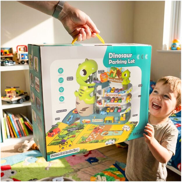 Žaislinė automobilių stovėjimo aikštelė Dinozauras, 6 automobiliai 9