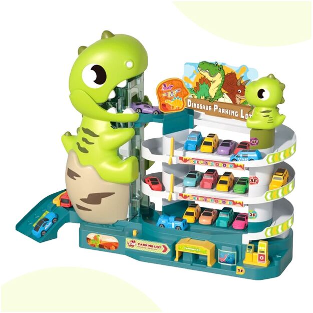 Žaislinė automobilių stovėjimo aikštelė Dinozauras, 6 automobiliai 10