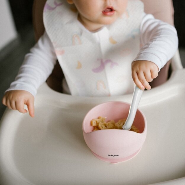 Babyono lėkštutė silikoninė neslystanti rožinė