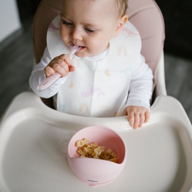 Babyono lėkštutė silikoninė neslystanti rožinė