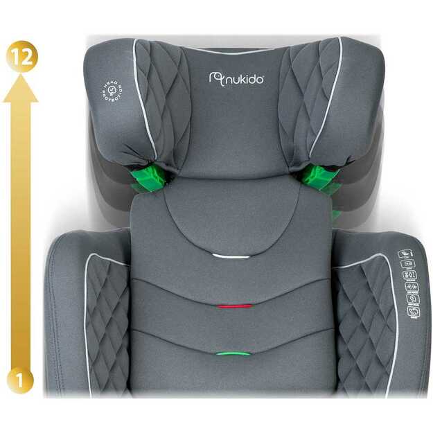 Automobilinė kėdutė Nukido Louis pilka 15-36 kg ISOFIX