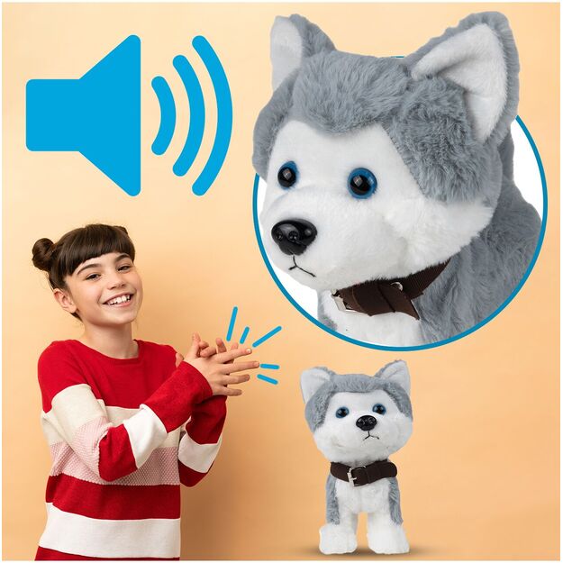 Minkštas žaislas Husky šuniukas valdomas nuotoliniu pulteliu, balsu ir lietimu 6