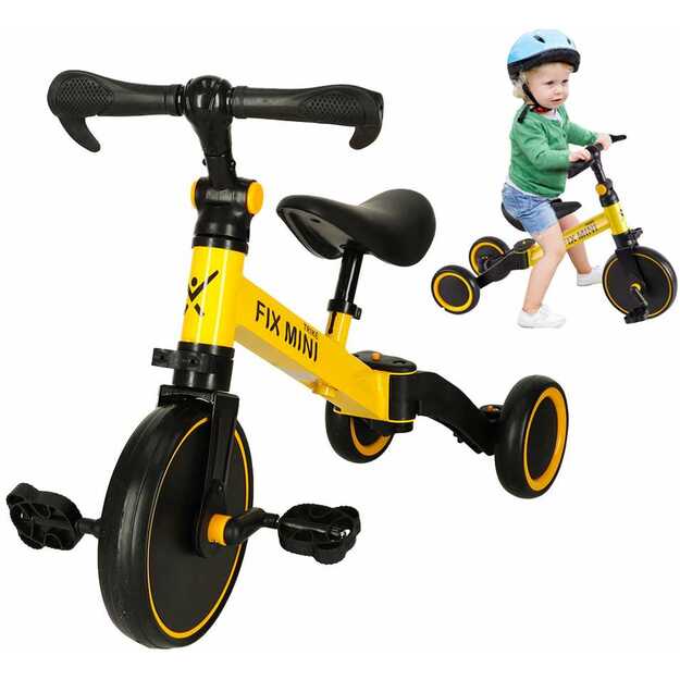 Trike Fix Mini krosinis triratukas 3in1 su pedalais, geltonas