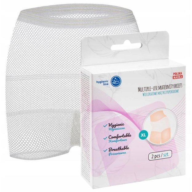 Akuku daugkartinės tinklinės kelnaitės po gimdymo, dydis - XL, 2 vnt. А0233