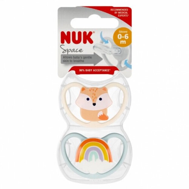 NUK silikoniniai čiulptukai, 0-6 mėn., 2vnt.