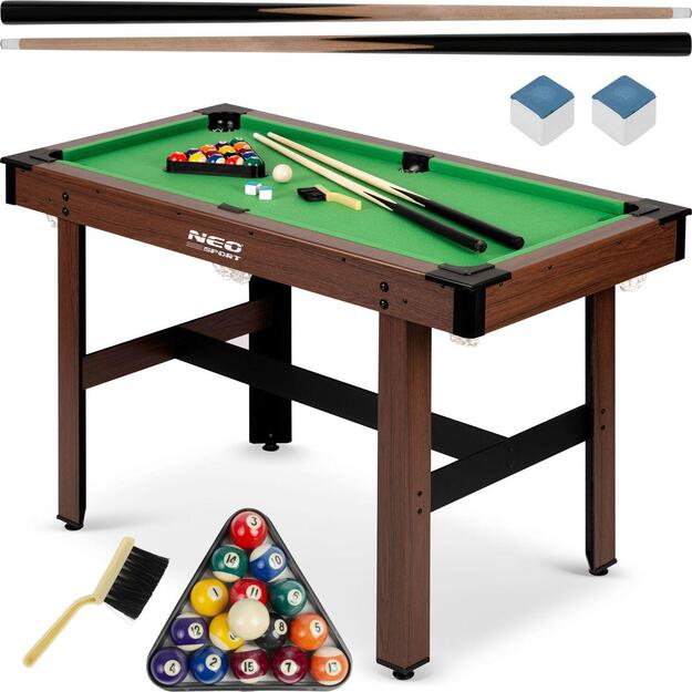 9 Neo-Sport Biliardo stalas 122 x 61 x 76 cm NS-807 tamsiai rudas