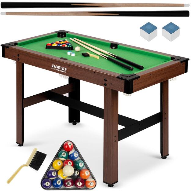9 Neo-Sport Biliardo stalas 122 x 61 x 76 cm NS-807 tamsiai rudas