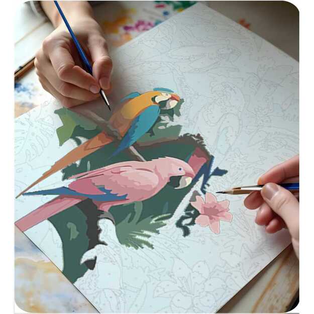 Paveikslas tapybai pagal skaičius 40x50 cm Massido Papūgos
